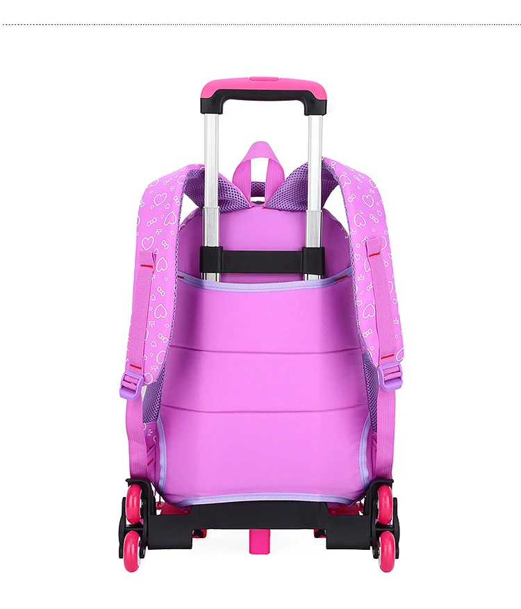 GRADE 2-6 Kids Trolley Schoolbag Luggage Book Bags boys girls Backpack Latest Removable Children School Bags 2/6 Wheels