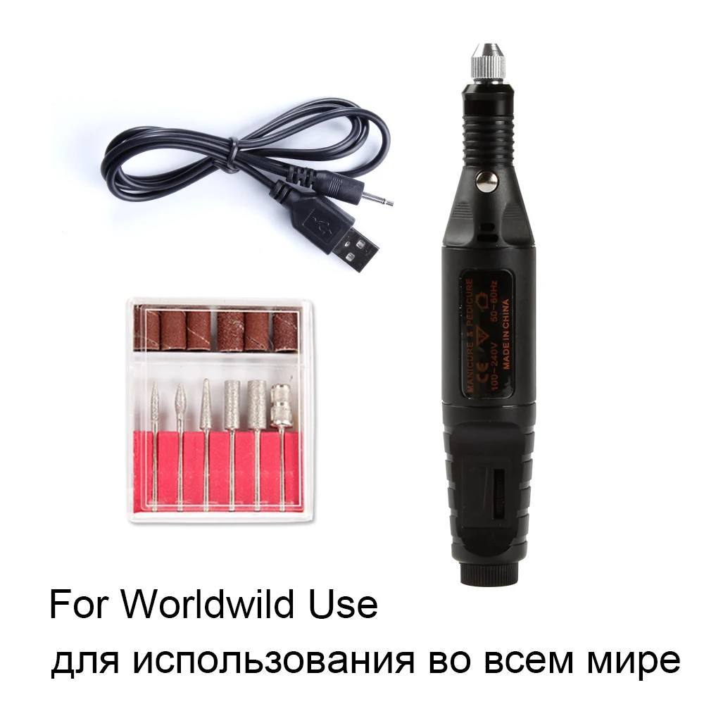 USB маникюрный аппарат для педикюра, электрические сверла для ногтей, набор фрез, керамический гель для удаления ногтей - Цвет: GJ5053DUSB