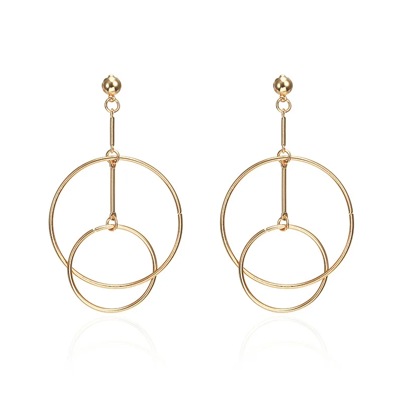 

Fashion 2018 Gold Circle Trend Drop Earrings for Women Hanging Dangle Earrings Drop Gold Earrings Modern Oorbellen Jewelry