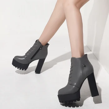 

Korean version of the fashion thick with waterproof platform with leather shoes Martin boots female 12CM cotton shoes