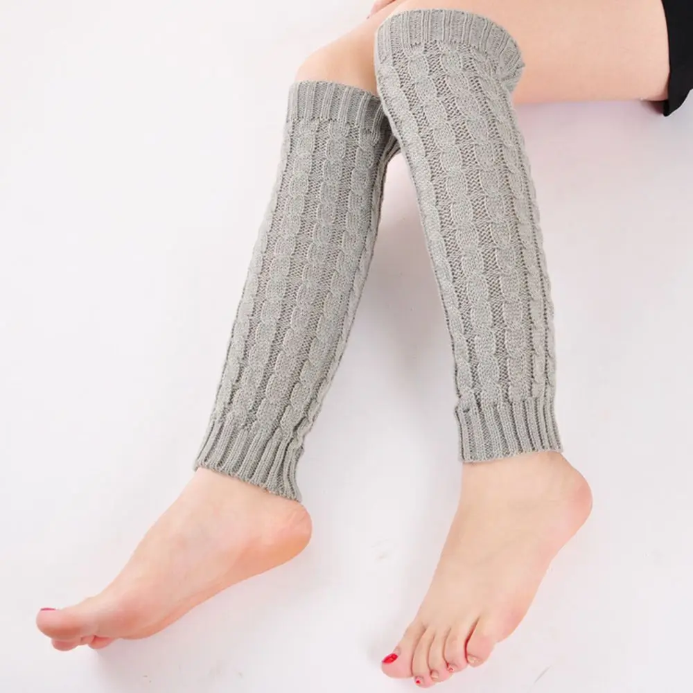 Модные женские зимние теплые гетры Вязаные вязаный крючком длинные носки зимние теплые носки - Цвет: Серый