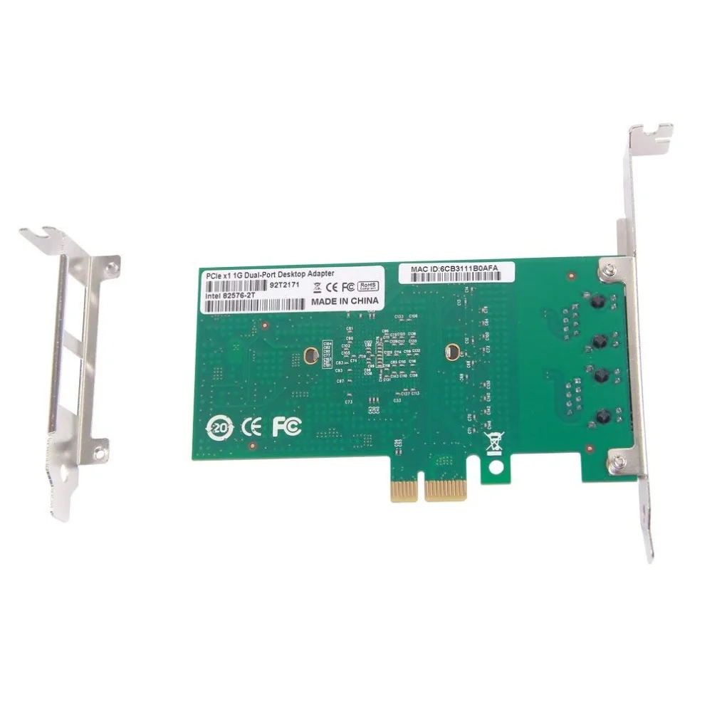 10gtek для Intel 82576 чип 1 г Gigabit Ethernet Converged Network Adapter, двойной RJ45 Медь Порты, PCI Express 2,0X1, E1G42ET