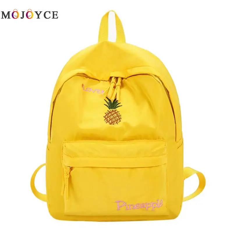 Большой Вместительный Повседневный нейлоновый женский рюкзак милый мультяшный фруктовый птичий вышитый школьный рюкзак через плечо