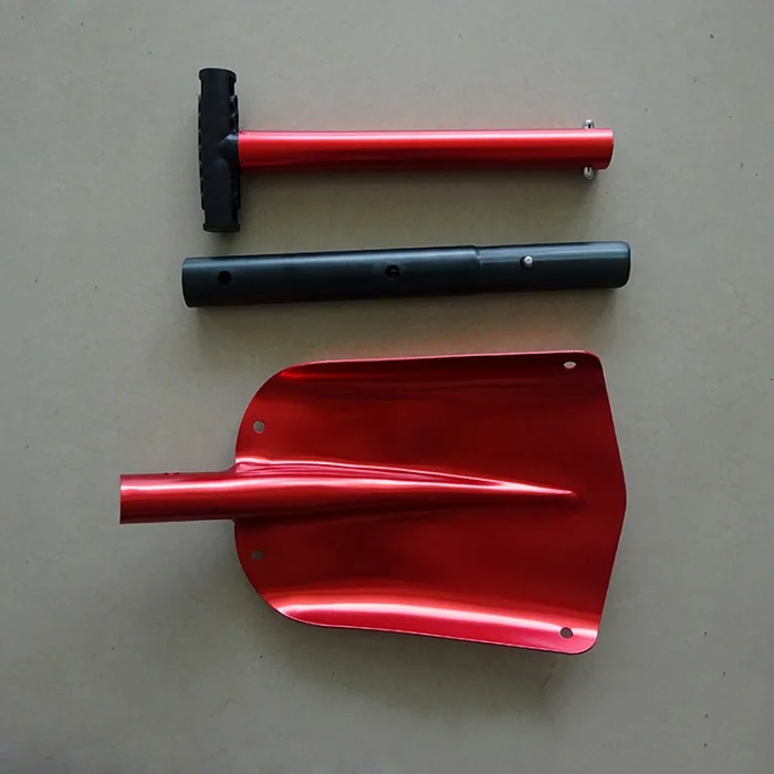 Походная Снежная лопата из алюминиевого сплава с железной ручкой, инструмент для катания на лыжах и сноуборде, многофункциональная Складная лопата - Цвет: Красный