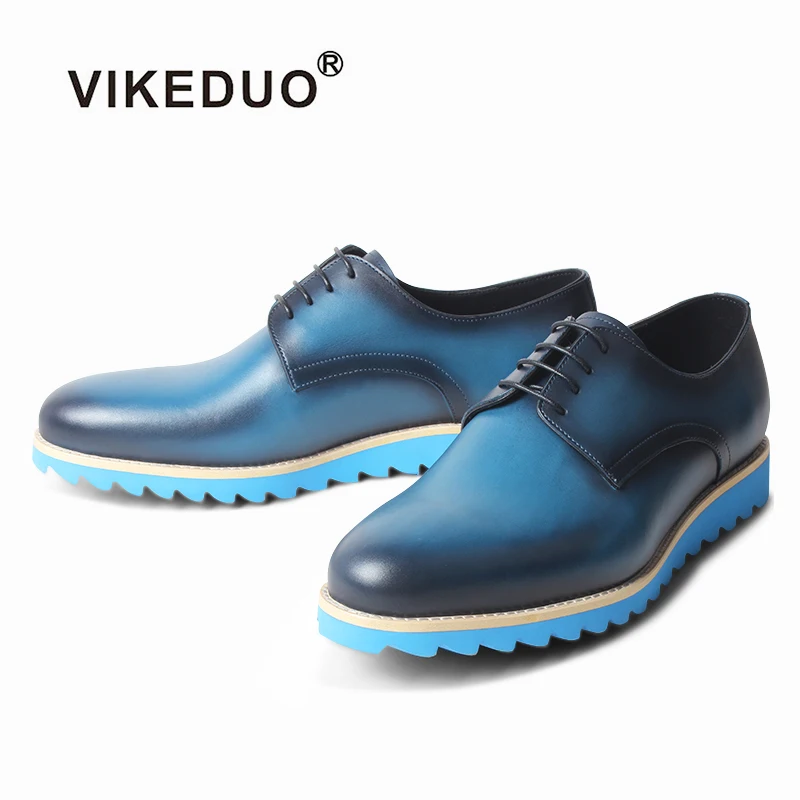 Кожаные Туфли Дерби VIKEDUO ручной работы летняя спортивная обувь Мужская Свадебная