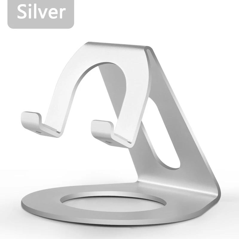 Aerdu Алюминиевый металлический держатель для мобильного телефона планшета универсальный нескользящий Силиконовый Стенд Настольный держатель для iPhone7 8 Pad для Samsung gs8s9 - Color: Silver