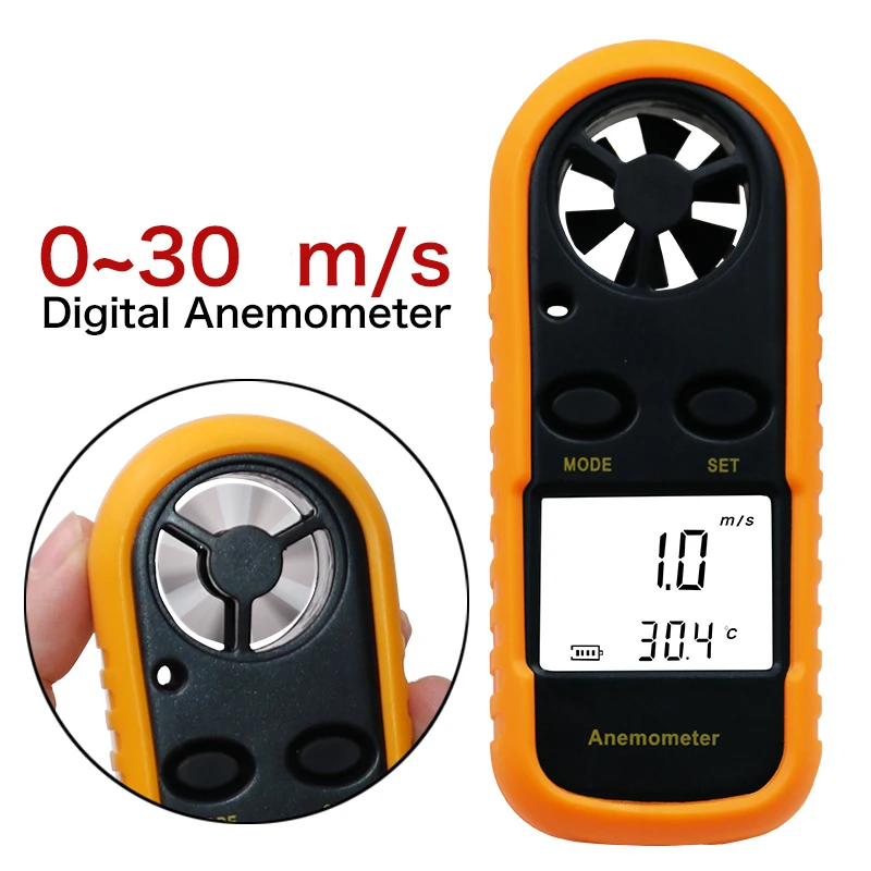 

NEW LCD Backlight Display Digital Anemometer High Quality 0-30m/s Wind Speed Meter -10 ~ 45C Temperature Tester Anemometro