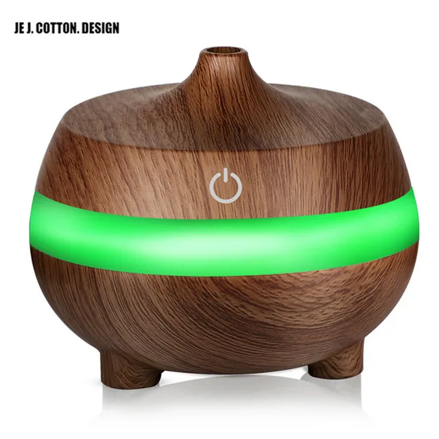 300ML Wooden Grain Air Humidifier USB Aromatherapy Diffuser Ultrasonic with 7 Color LED Lights Essential Oil Aroma Diffuser