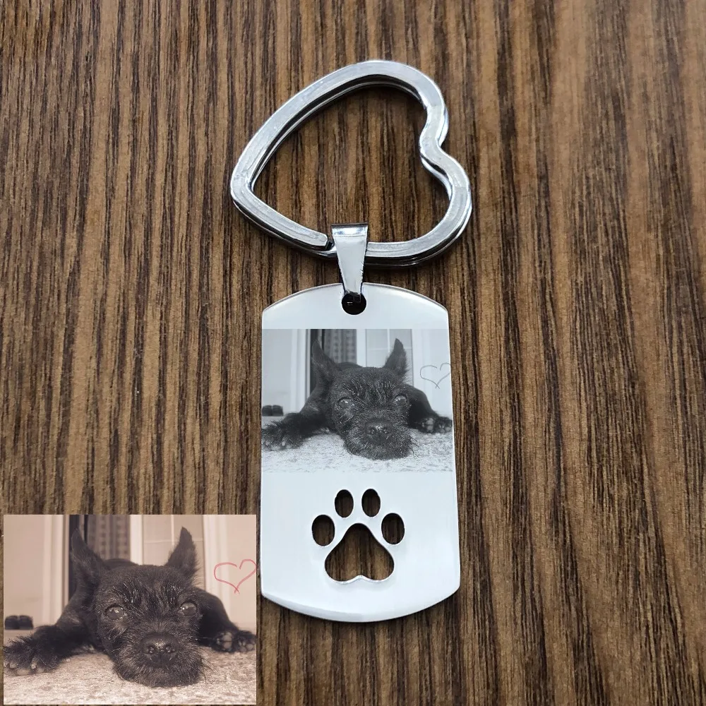 Пользовательские DIY Dog Tag фото брелок из нержавеющей стали выгравированный фотография брелок для любви собаки люди собака на память