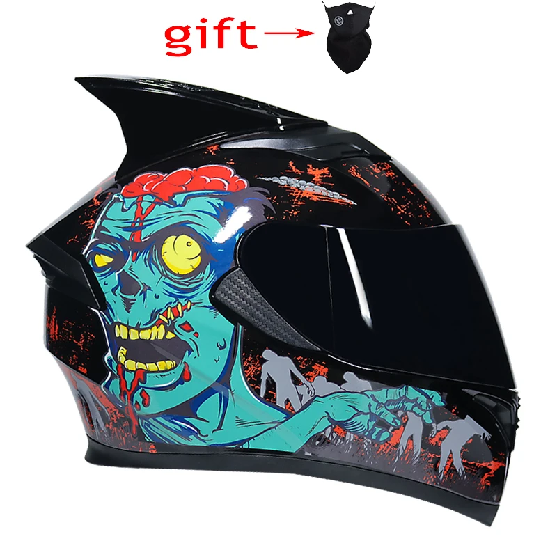 Абсолютно настоящий JIEKAI полный шлем для лица Зимний теплый двойной оттенок moto rcycle шлем Casco moto rcycle capacete moto гоночный шлем - Цвет: c3