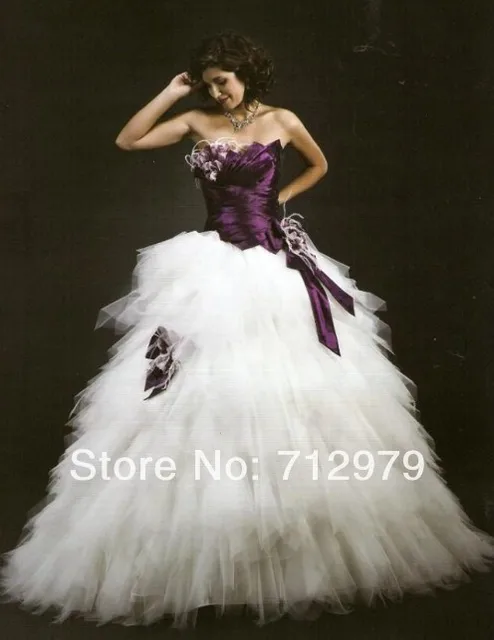2017 New Stylenew White And Dark Purple Wedding Dress Bridal 2017 New Stylenew White And Dark Purple Wedding Dress Bridal Robe De Marriage Gown