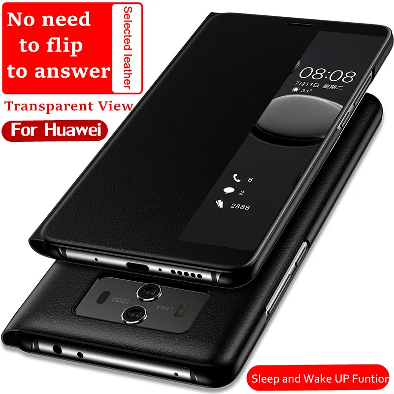 

Leather window view smart flip cover for Huawei P20 P30 Pro P10 Plus P20 lite sleep wake function cover for Mate 20 10 9 Pro 20X