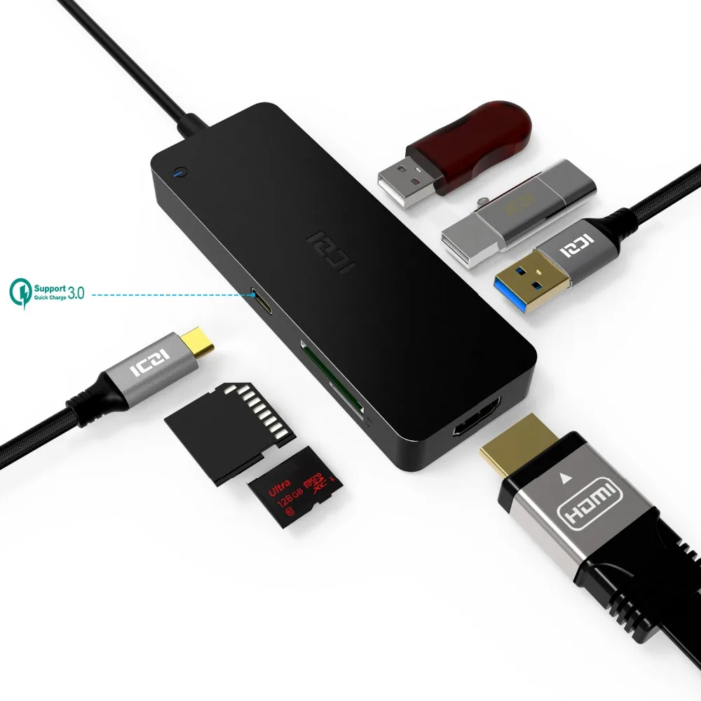 ﻿Buy ICZI 7 in 1 Multifunction USB 3.1 Type C Hub With 4K HDMI Port 3