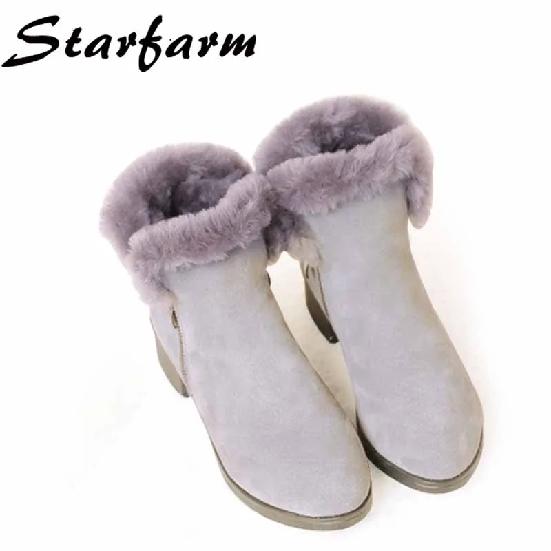 2017 Snow Boots Women Shoes Fur Sheep Boots Cow Suede Plush Ankle Riding Shoes Casual Winter Warm Shoes For Woman SFMB008