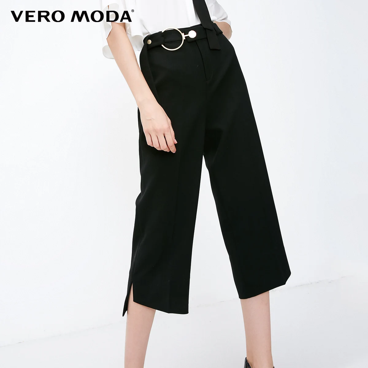 Vero Moda новые женские повседневные Капри с металлическим кольцом и разрезами | 31836J503 - Цвет: Black