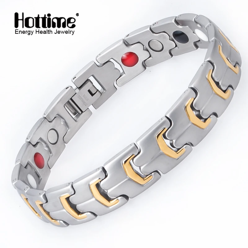 Hottime, мужской браслет, ручная цепочка, энергия здоровья, магнитный браслет, очаровательный мужской браслет из нержавеющей стали, голограмма, браслеты для мужчин, ювелирное изделие