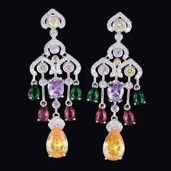 

SISCATHY Trendy Multicolor Crystal Earrings for Women Trendy bohemian Big Statement Tassel Earrings 2019 Party Wedding Jewelry