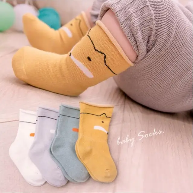 4 Pairs/lot newborn baby tube socks cartoon animal stripe star boys