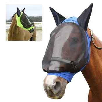 

1 PC Horse Mask Full Face Mesh Anti-UV Anti Fly Mask With Ears Accessory Horse Riding Breathable Mesh Protector Horse Ear Cover