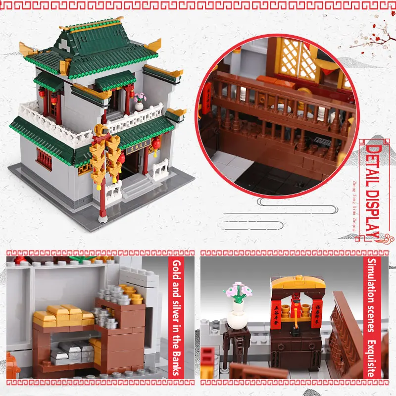 

DHL XINGBAO 01023 2955Pcs Chinese Building Series The Old-Style Bank Set Building Blocks Bricks Kids Toys Model Birthday Gifts