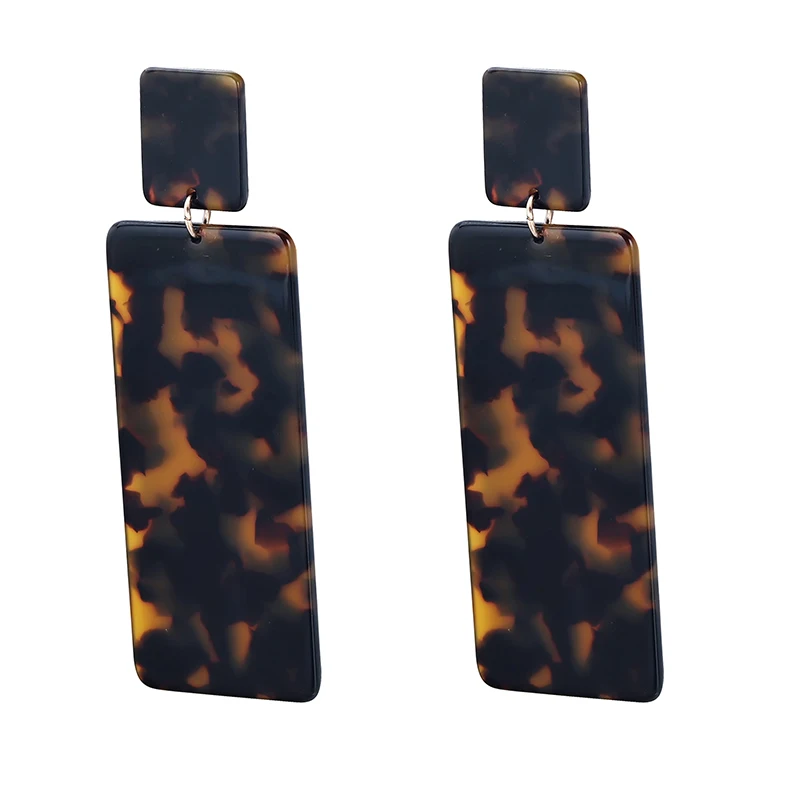

Leopard Tortoiseshell Trendy Bridal Jewelry Earrings For Women Acid Acrylic Drop Earring Square Dangle Earrings pendientes