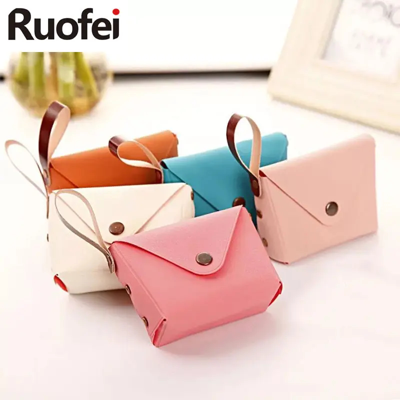 

RUO FEI candy Color Coin Purse For Girls Women high-grade pu girl burst sell modern creative fashion waterproof Small Wallet key