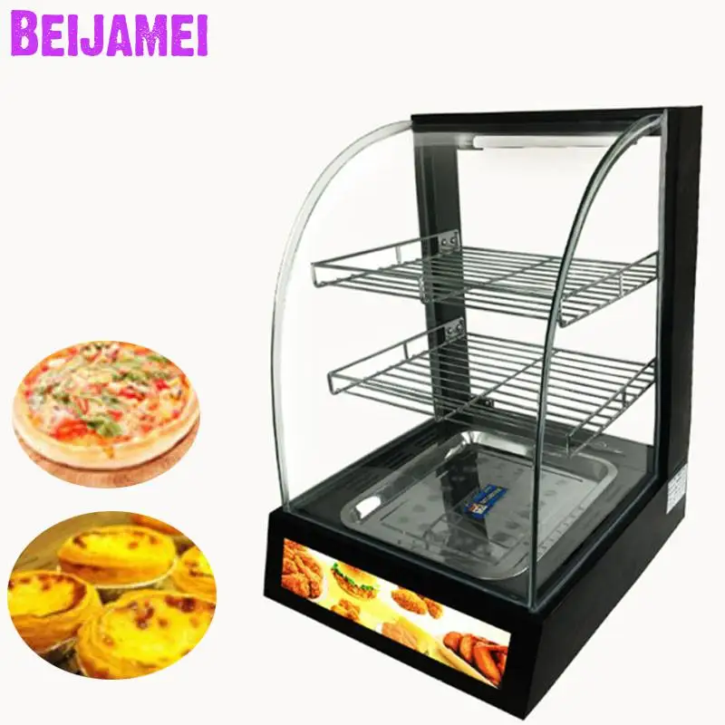 BEIJAMEI stainless steel curved glass food warming showcase/ commercial electric display food warmer for sale