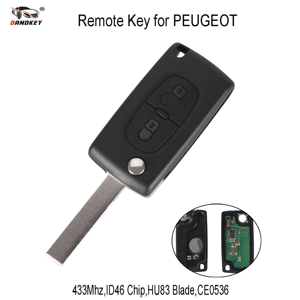 DANDKEYHCA/Hu83 2 кнопки дистанционный складной Автомобильный ключ для Peugeot 307 3008 308 408 433