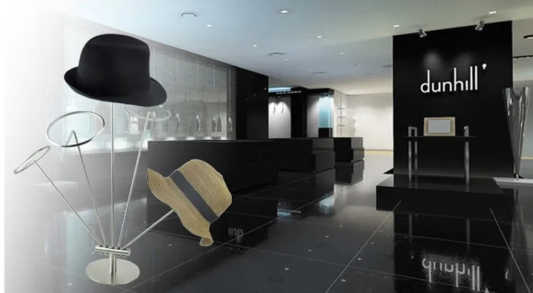 Серебристая металлическая витрина для шляп демонстрационная стойка для шляп шапка подставка держатель для одежды из нержавеющей стали металлический Настольный держатель для шляп верхняя стойка
