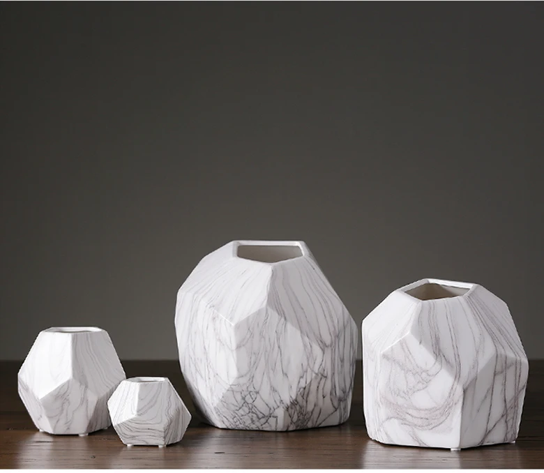 Мраморная керамическая ваза Мебель Современная Геометрическая ваза для цветов домашний декор ремесла Настольный цветочный горшок для
