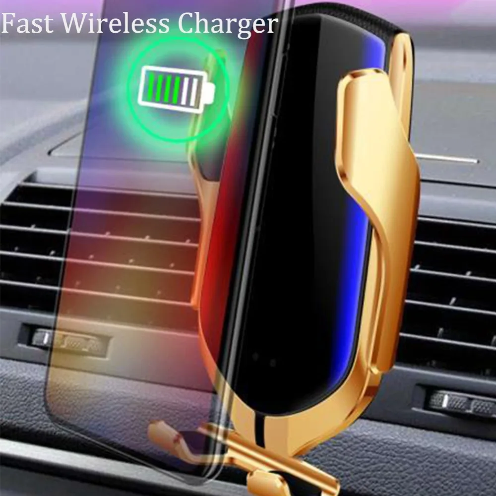 Умный автоматический зажим автомобиля Беспроводной Зарядное устройство для iPhone х XR XS 8 плюс samsung S10 S9 быстрой зарядки крепление, устанавливаемое на вентиляционное отверстие в салоне автомобиля для huawei