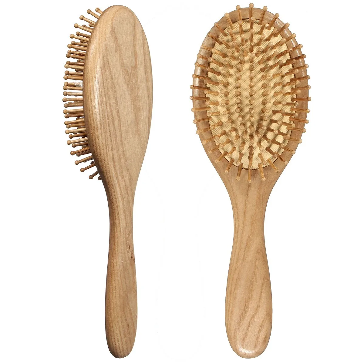 Natural Wood Paddle Brush Wooden Hair Care Spa Massage Comb Anti static