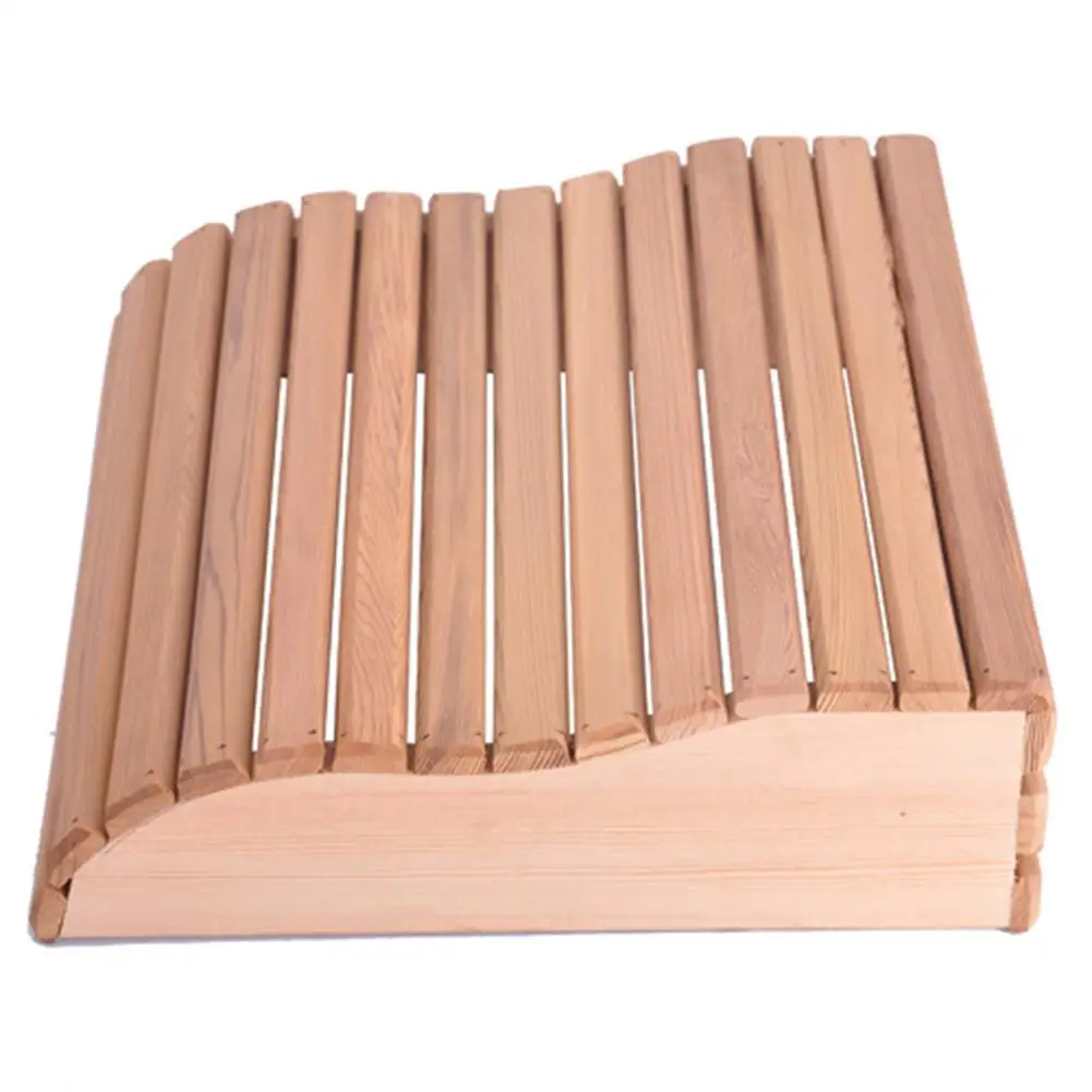 

39x10x37cm Wooden Headrest Curved Cushion Sauna Equipment Durable For Bathroom Bedroom Office Home Nap Pillow