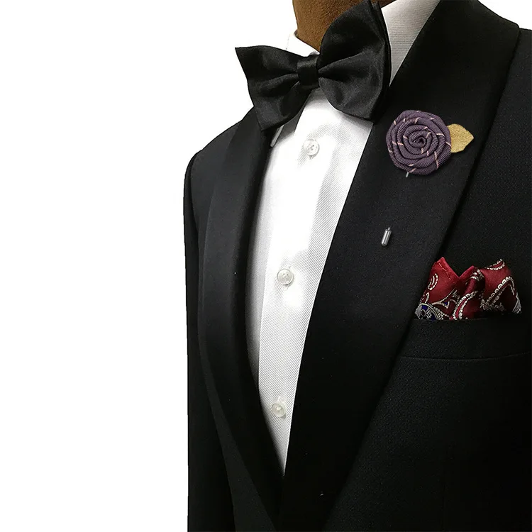 Корейская Толстая тканевая лента Броши с розами на булавке длинная игла мужской костюм пальто цветок на лацкане булавка брошь для женщин и мужчин подарки ювелирные изделия