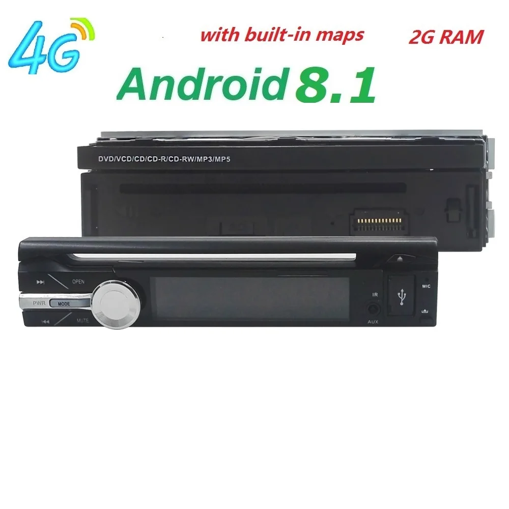 Universal 1 din Android 8.1 Quad Core Car DVD player GPS Wifi BT Radio BT 2GB RAM 32GB SD 16GB ROM 4G SIM LTE Network SWC RDS CD