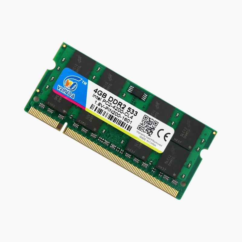 Оперативная память VEINEDA Sodimm ddr2 4 Гб 2 Гб 1 ГБ 533 МГц 1,8 в оперативная память ddr 2 4 Гб 533 ddr2 PC2-4200 память для ноутбука DIMM