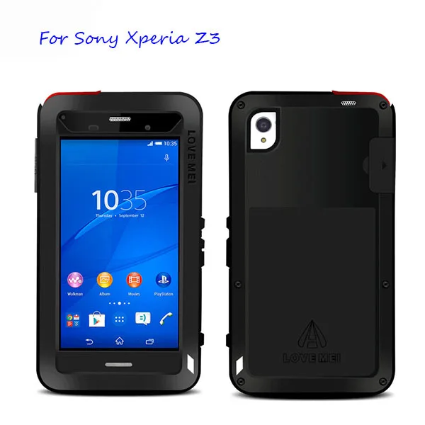 For Sony Xperia Z3 LOVE MEI Powerful Armor Case Metal Aluminum Water Dirt Shock Proof Gorilla Glass Cover |