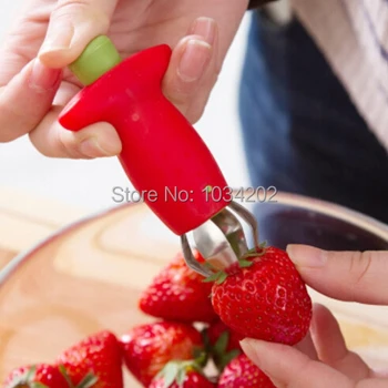 

Wholesale Strawberry Tomatoes Stem Leaves Huller Remover Removal Fruit Corer Kitchen Gadgets #TR37
