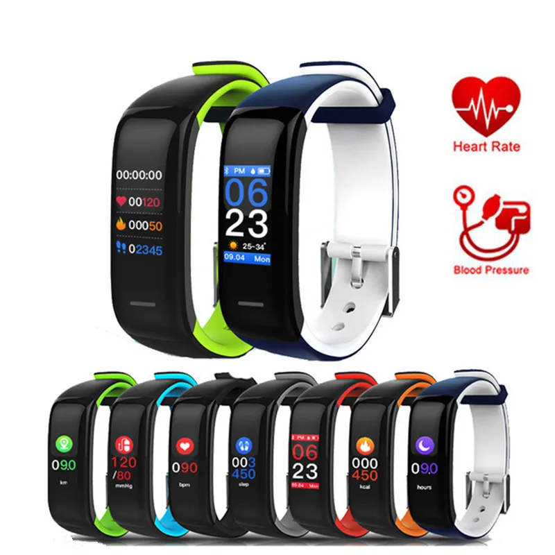 

2018 Bluetooth Smart Band IP67 Waterproof with Blood Pressure Heart Rate Monitor Smart Bracelet Colorful Screen Band Watch Men