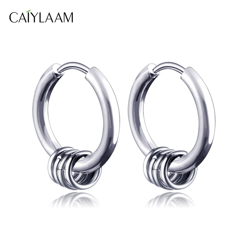 

CAIYLAAM Punk Round Earrings For Women Ear Clip Earrings Titanium Steel Earless Feminine Jewelry Party Stud Earring For Unisex