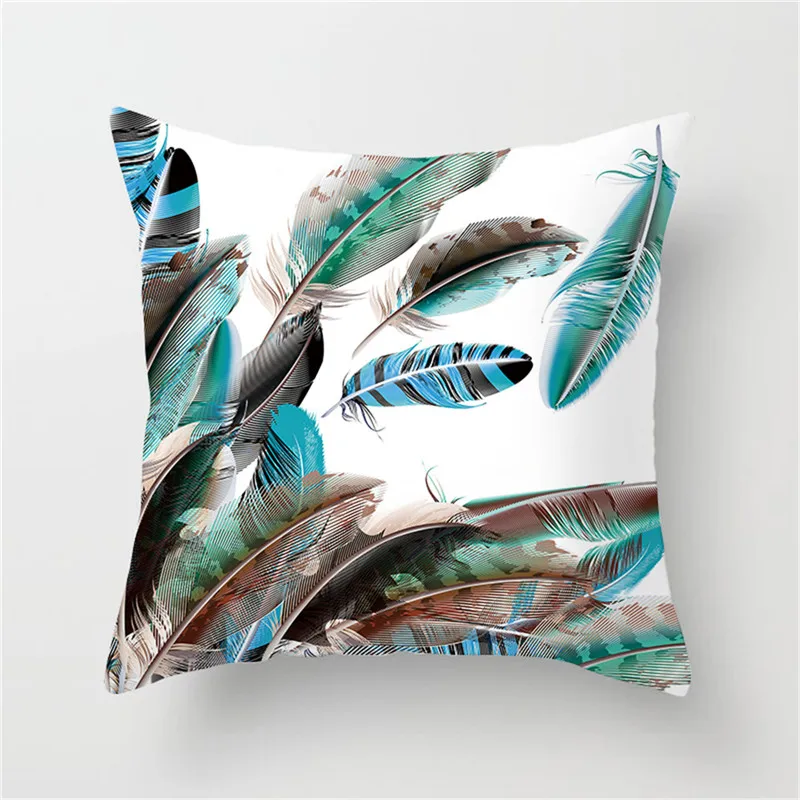 Fuwatacchi Peacock Feather Cushion Cover Beautiful Color Contrast Christmas Cushion Covers For Sofa Car Home Decor Pillow Case