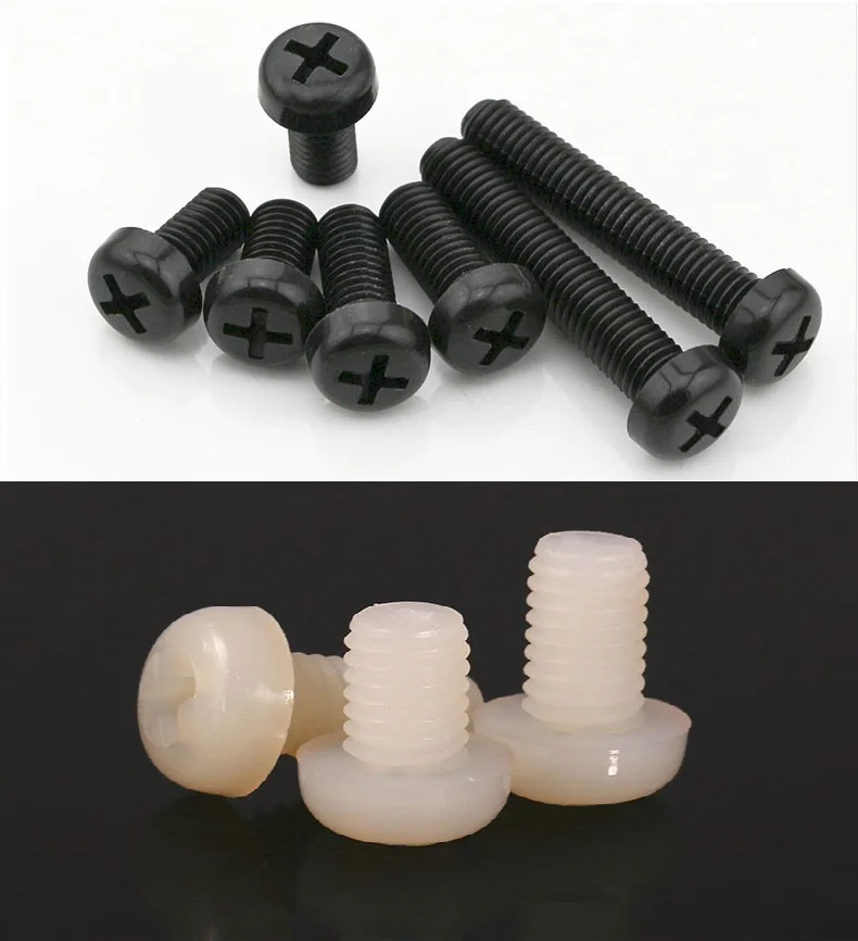 

100pcs  M3*15  Plastic Pan Head Phillips Screw Cross Nylon Screws - White / Black