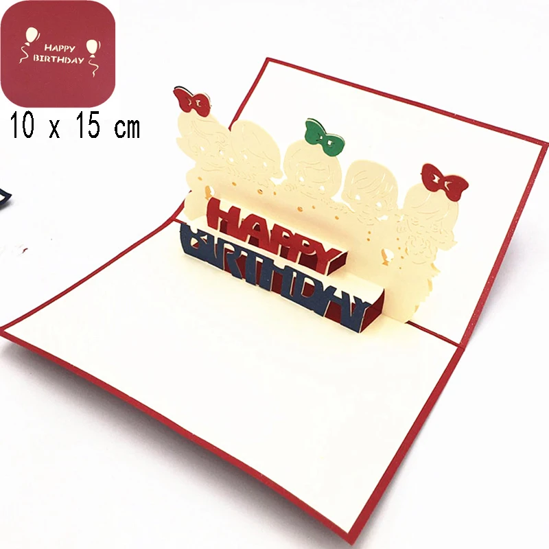  1pcs Handmade 3D Pop Up Card Paper Greeting Kirigami Card Children Invitation Happy Birthday Postca - 32961454094