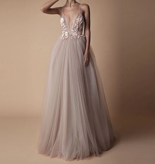 deep v evening gown