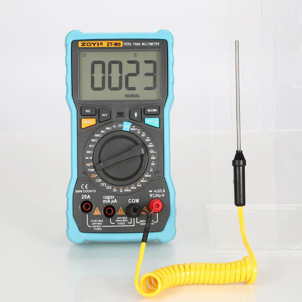 

ZOYI ZT-M0 NCV Digital LCD Multimeter AC/DC Voltmeter Ammeter Auto/manual Range Diode Resistence Frequency Temp Tester