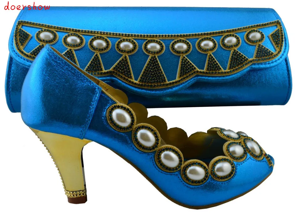 doershow Africa Woman s Matching font b Shoe b font And Bag Set Africa font b