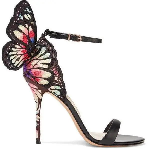 Роскошная дизайнерская обувь для женщин; Летние босоножки с бабочками и крылья Ангела; сандалии-гладиаторы на высоком каблуке; Свадебная обувь с открытым носком для невесты