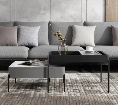 

Square small tea table small family living room iron tea table Internet celebrity creative furniture tea table combination.