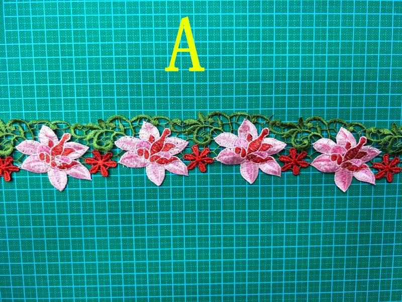 

16 colors and styles available 6 cm high quality dyed yarn embroidery flora lace trim,HS171230C