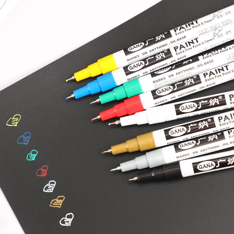 8 Colors Metallic Marker 0.7mm Extra Fine Point Paint Marker Permanent